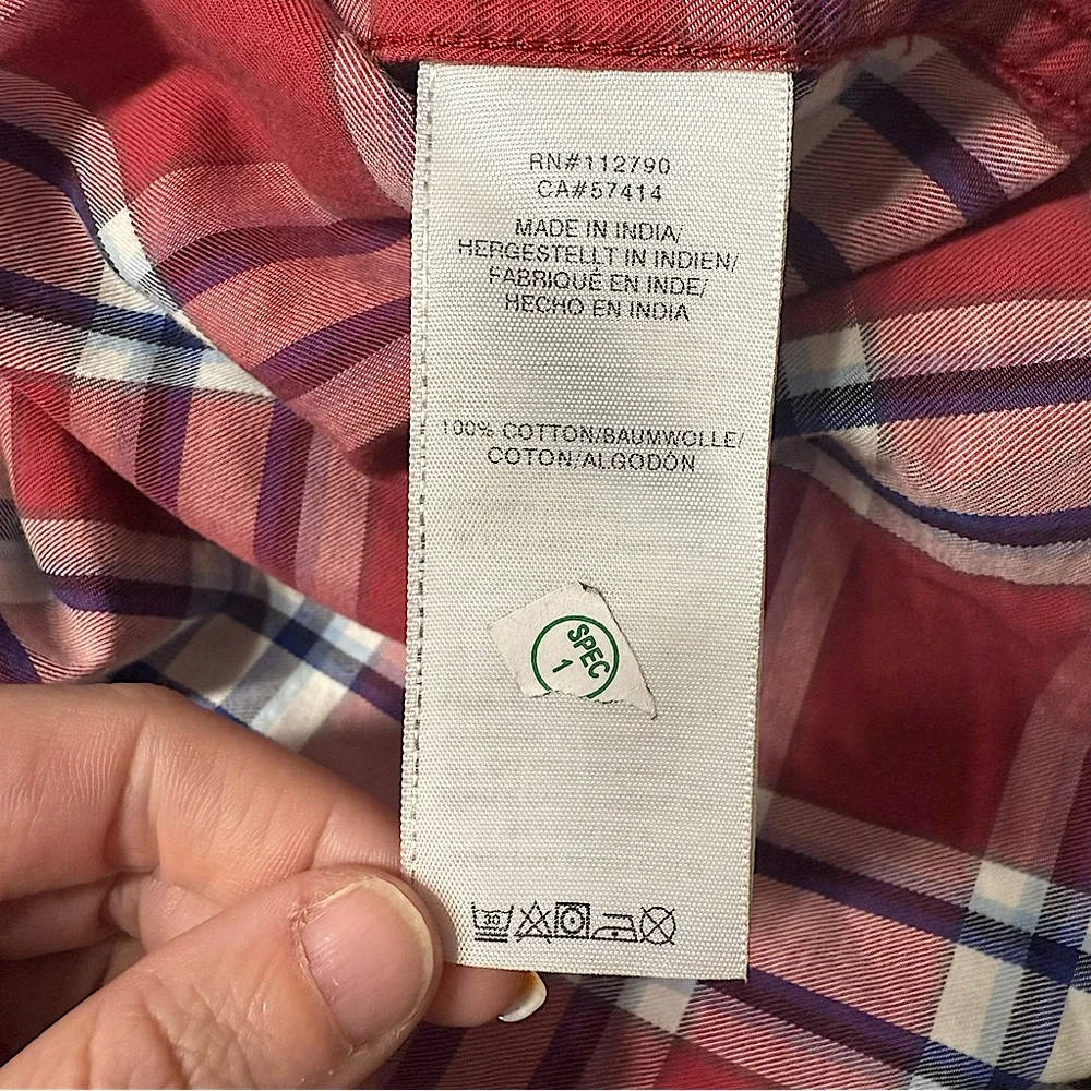 TRUE RELIGION MEN RED PLAID PEARL SNAP BUTTON DOWN SHORT SLEEVE WESTERN SHIRT XL
